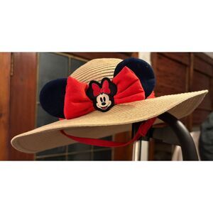 Disney Baby Minnie Mouse Wide Brim Sun Hat w/Chin Strap 18-24 Months Beach Ready